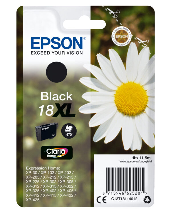 C13T18114012 Epson Daisy Singlepack Black 18XL Claria Home Ink